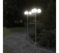 vidaXL Outdoor Floor Lamps Garden Standing Lamp 3pcs Silver Stainless Steel
