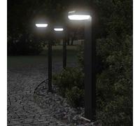 (80 cm) vidaXL Outdoor Floor Lamps Patio Pathway Lights 3 pcs Black Die-cast Aluminium
