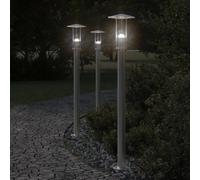 vidaXL Outdoor Floor Lamps 3pcs Silver 100 cm Stainless Steel