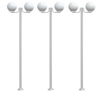 vidaXL Outdoor Floor Lamps Garden Standing Lamp 3pcs Silver Stainless Steel