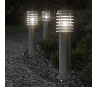 vidaXL Outdoor Floor Lamps with Outlet 3pcs Silver 60 cm Stainless Steel