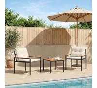 VidaXL Outdoor Furniture Set 3 Pcs 2-Seaters Cream White Poly Rattan