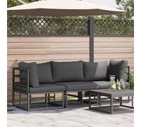 vidaXL Outdoor Furniture with Cushion with Pillow Black Aluminium