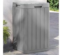 vidaXL Outdoor Garbage Bin - Large-capacity Polypropylene Bin with Lid, Imitation Wood Texture Design in Grey