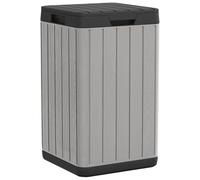 vidaXL Outdoor Garbage Bin - Large-capacity Polypropylene Bin with Lid, Imitation Wood Texture Design in Grey