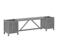 vidaXL Outdoor Garden Bench with 2 Planter Boxes - Durable Solid Acacia Wood in Grey Finish - Perfect Patio, Deck, or Backyard Seating
