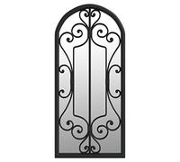vidaXL Outdoor Garden Mirror, Durable Iron, Antique-Style Effect, Wall-Mounted, Easy-Installation, Black, 100x45 cm
