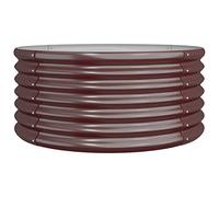 vidaXL Outdoor Garden Planter, Powder-Coated Steel, Large Round Raised Bed, Rust and Weather-Resistant, DIY-Friendly, Ideal for Plants, Vegetables, Herbs and Flowers, Brown - 80x80x36 cm