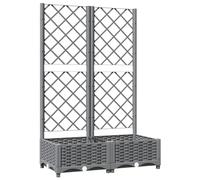 vidaXL Outdoor Garden Planter with Trellis - Light Grey Polypropylene - 80x40x121.5 cm Rectangular Plant Pot for Patio, Terrace