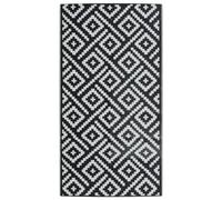 vidaXL Outdoor/Indoor Area Rug - UV-Resistant Polypropylene, Reversible, White and Black, Easy-Clean, Portable Mat for Patio, Garden, Terrace, Balcony - 80x150cm