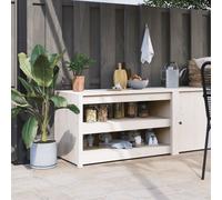 vidaXL Outdoor Kitchen Cabinet White 106x55x64 cm Solid Wood Pine