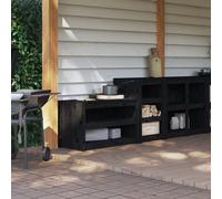 vidaXL Outdoor Kitchen Cabinets MEPPEL 2 pcs Black Solid Wood Pine