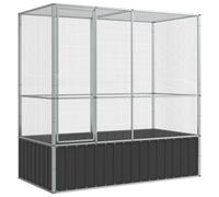 vidaXL Aviary Silver 210.5x107x212 cm Steel-Bird Cage/Parrot Cage/Small Animal Aviary with Steel Mesh Grid and Lockable Door