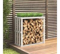 Solid Wood Pine Outdoor Log Holder White Pile Storage Stand vidaXL