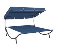 vidaXL Outdoor Lounge Bed with Canopy Blue UK HOT