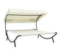 vidaXL Outdoor Lounge Bed with Canopy Cream White UK HOT