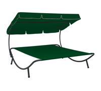 vidaXL Outdoor Lounge Bed with Canopy Green UK HOT