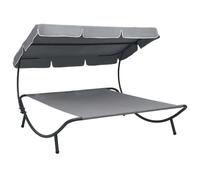 vidaXL Outdoor Lounge Bed with Canopy Grey UK HOT