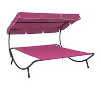 vidaXL Outdoor Lounge Bed with Canopy Pink UK