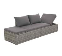 vidaXL Outdoor Lounge Bed with Cushion & Pillows Poly Rattan Grey UK HOT