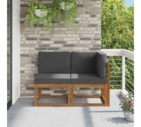 VidaXL Outdoor Middle And Corner Sofa 2 Piece Natural And Anthracite