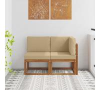vidaXL Outdoor Middle and Corner Sofa 2 Piece Natural and Beige