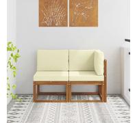 vidaXL Outdoor Middle and Corner Sofa 2 Piece Natural and Cream