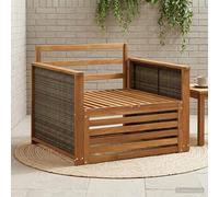 Outdoor Middle Sofa Natural Solid Acacia Wood 1-Seater 80cm Depth Slat Designs