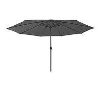 vidaXL Outdoor Parasol with LED Lights and Metal Pole Lawn Garden Outdoor Umbrella Sunshade Beach Canopy Sun Shelter Patio Parasol 400 cm Anthracite