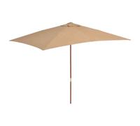 vidaXL Outdoor Parasol with Wooden Pole 200x300 cm Taupe UK HOT