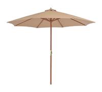 vidaXL Outdoor Parasol with Wooden Pole 300 cm Taupe UK HOT