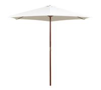 vidaXL Outdoor Parasol with Wooden Pole and Cream White Polyester Canopy, Large Coverage, UV-Resistant, Ideal for Patio, Garden, Deck - 270x270 cm.