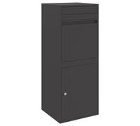 vidaXL Outdoor Parcel Box Black Steel Padlock Waterproof 41 x 38 x 103 cm Modern Design Weatherproof Garden Solution Ideal for Safe Delivery of Parcels Door Including