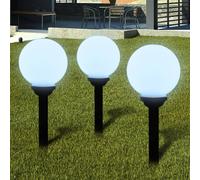 vidaXL 3x Outdoor Path Solar Lamp 20cm Ground Spike Garden LED Ball Light