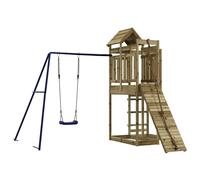vidaXL Outdoor Playset, Garden Playhouse with Swing Set and Climbing Wall, Play