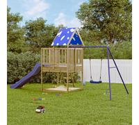 Outdoor Playset Solid Impregnated Pine Wood Blue 494x235x228cm Kids Playhouse UK