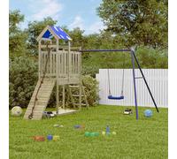 Outdoor Playset Blue Solid Pine Wood 242x248x215cm Multi-Activity Garden Fun