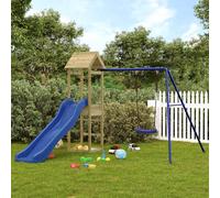 Playhouse Outdoor Climbing Frame Patio with Slide Swing Solid Wood Pine vidaXL