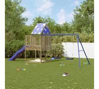 Outdoor Playset Blue Solid Pine Wood 564x235x228cm Kids Garden Swing Slide Fun