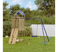 Outdoor Playset Solid Impregnated Wood Blue 240x170.5x215cm Pine Garden Set Kids