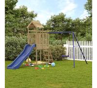 Playhouse Outdoor Climbing Frame Patio with Slide Swing Solid Wood Pine vidaXL