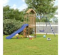 (solid impregnated pinewood) vidaXL Playhouse Climbing Frame with Slide Swing Rockwall Kids Solid Wood Pine