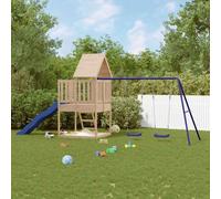 Playhouse Climbing Frame with Slide Ladder Swings Kids Solid Wood Pine vidaXL
