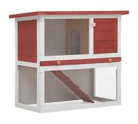vidaXL Outdoor Rabbit Hutch 1 Door Red Wood