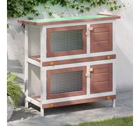 vidaXL Outdoor Rabbit Hutch 4 Doors Red Wood