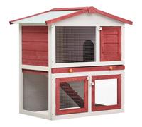 vidaXL Outdoor Rabbit Hutch Small Animal House Pet Cage 3 Doors Wood