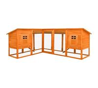 vidaXL Solid Fir Wood Outdoor Rabbit Hutch with Run Garden Patio Play Pen Cage Small Animal Habitat Chicken Room Wooden Pet House Brown