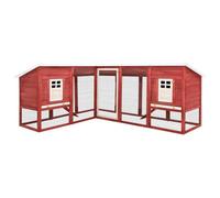 vidaXL Outdoor Rabbit Hutch with Run Red and White Solid Fir Wood, Red
