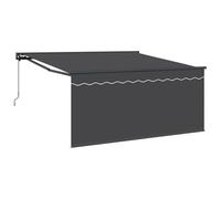 vidaXL Outdoor retractable awning anthracite 350 x 250 cm made of UV and water resistant polyester, with a PU treated aluminium frame. It works manually, perfect for patios and jars