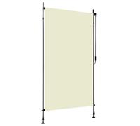 vidaXL Outdoor Roller Blind 120cm - Cream Vertical Polyester Privacy Shade Screen with Hand Crank for Balcony, Patio, Pergola